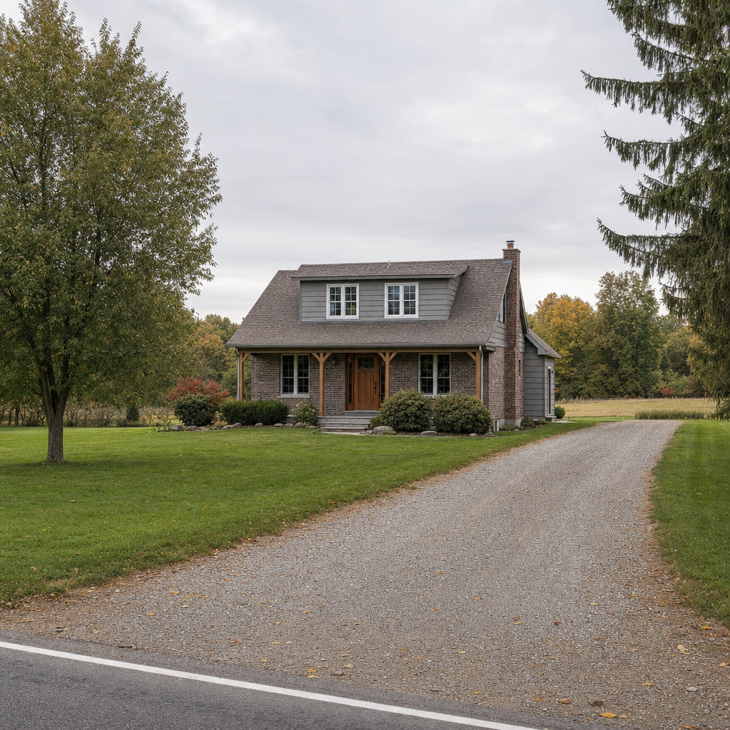 A calm single-family home exterior on a quiet Plano street, representing the household size and daily water use that decides how often a septic tank needs pumping